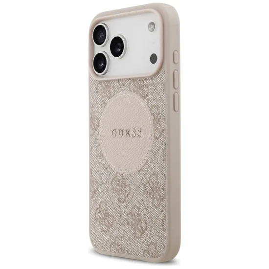 Калъф за iPhone 17 Pro Max – с MagSafe – Guess (GUHMP17XP4PGRSGP) 4G Circle Classic Logo – Розов