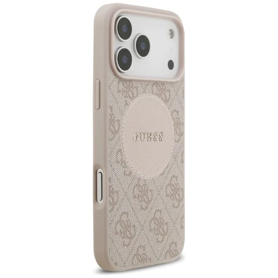 Калъф за iPhone 17 Pro Max – с MagSafe – Guess (GUHMP17XP4PGRSGP) 4G Circle Classic Logo – Розов
