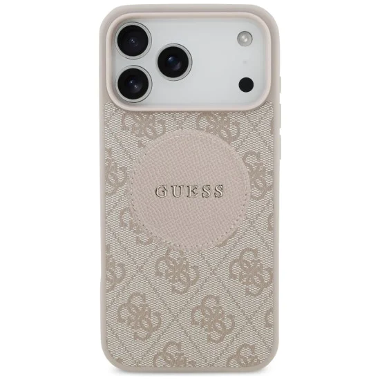 Калъф за iPhone 17 Pro Max – с MagSafe – Guess (GUHMP17XP4PGRSGP) 4G Circle Classic Logo – Розов