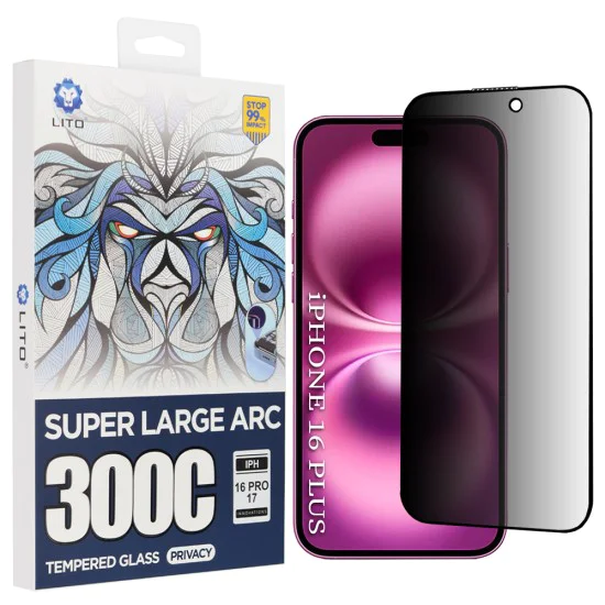 Протектор за iPhone 16 Plus - Lito D+ Max Privacy 300C - Черен