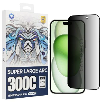 Протектор за iPhone 15 Plus - Lito D+ Max Privacy 300C - Черен