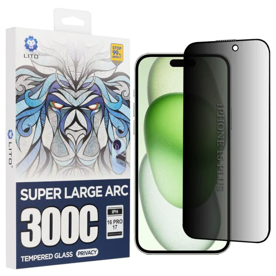 Протектор за iPhone 15 Plus - Lito D+ Max Privacy 300C - Черен