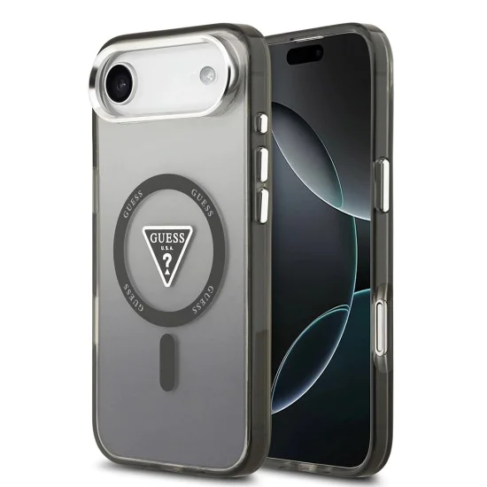Калъф за iPhone 17 Air – с MagSafe – Guess (GUHMP17MHGTMLCGK) IML Gradient Triangle Logo – Черен