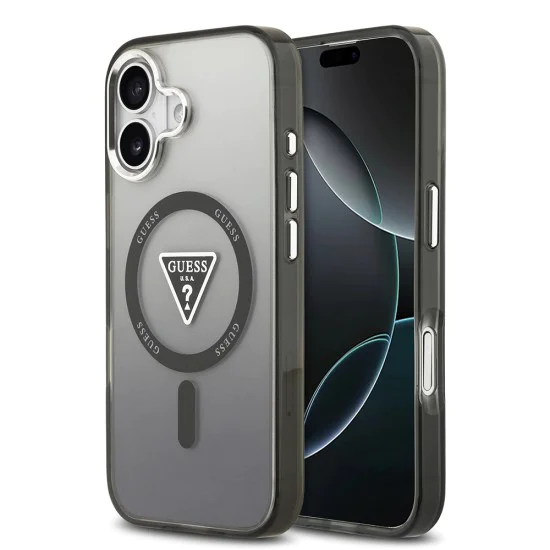 Калъф за iPhone 17 – с MagSafe – Guess (GUHMP17SHGTMLCGK) IML Gradient Triangle Logo – Черен