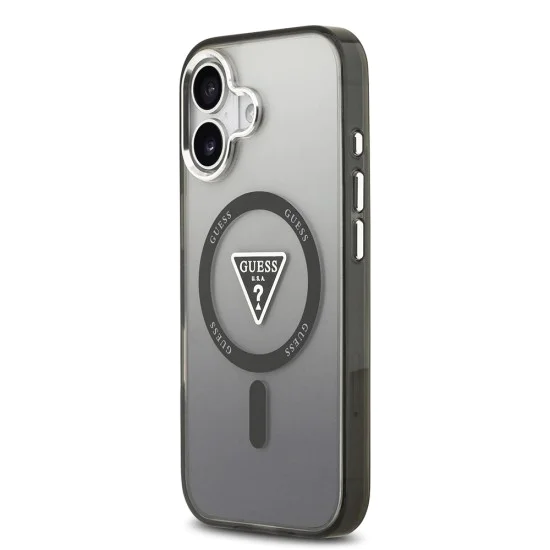 Калъф за iPhone 17 – с MagSafe – Guess (GUHMP17SHGTMLCGK) IML Gradient Triangle Logo – Черен
