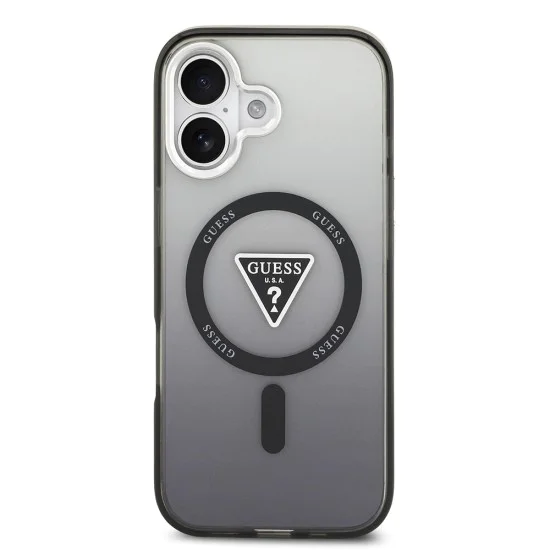 Калъф за iPhone 17 – с MagSafe – Guess (GUHMP17SHGTMLCGK) IML Gradient Triangle Logo – Черен