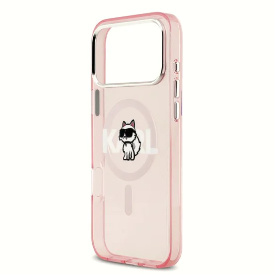 Калъф за iPhone 17 Pro Max – с MagSafe – Karl Lagerfeld (KLHMP17XHGCHGKBP) IML Choupette Sketch Logo – Розов