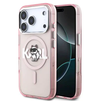Калъф за iPhone 17 Pro – с MagSafe – Karl Lagerfeld (KLHMP17LHGCHGKBP) IML Choupette Sketch Logo – Розов
