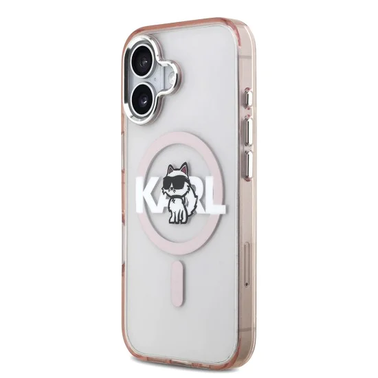 Калъф за iPhone 17 – с MagSafe – Karl Lagerfeld (KLHMP17SHGCHGKBP) IML Choupette Sketch Logo – Розов
