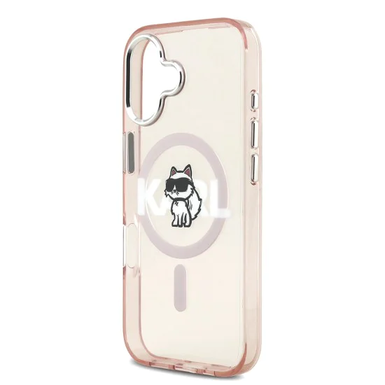 Калъф за iPhone 17 – с MagSafe – Karl Lagerfeld (KLHMP17SHGCHGKBP) IML Choupette Sketch Logo – Розов
