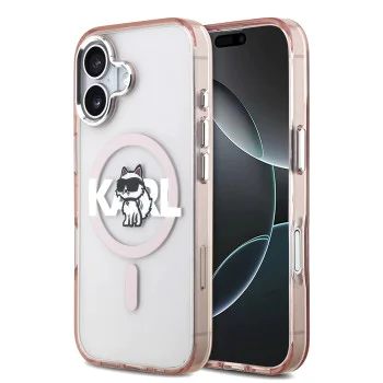 Калъф за iPhone 17 – с MagSafe – Karl Lagerfeld (KLHMP17SHGCHGKBP) IML Choupette Sketch Logo – Розов