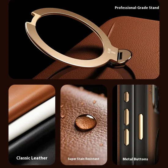 Калъф за iPhone 17 Pro - Torras - QPRO Leather Series - Черен