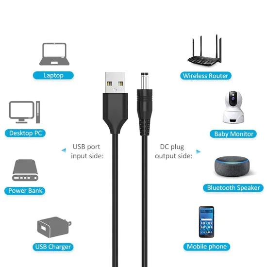 Techsuit - (11 броя) Кабел-адаптер ChargeNest (AC21) - USB към 7x DC Barrel, жак адаптер, Type-C, Mini-USB, Micro-USB - Черен