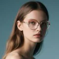 Очила с филтър за синя светлина – Techsuit Reflex PC (2265) – Дамски, butterfly, TR90 + метал – Прозрачни/Кафяви
