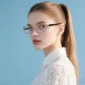 Очила с филтър за синя светлина – Techsuit Reflex PC (3163) – Дамски, правоъгълни, метална рамка – Златни/Черни