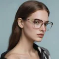 Очила с филтър за синя светлина – Techsuit Reflex PC (82290) – Дамски, котешко око, TR90 + метал – Златни/Розови