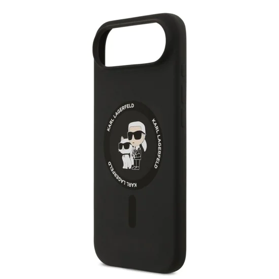 Калъф за iPhone 17 Air - Karl Lagerfeld - Силиконов пръстен MagSafe (KLHMP17MSCMKCRHK) - Черен