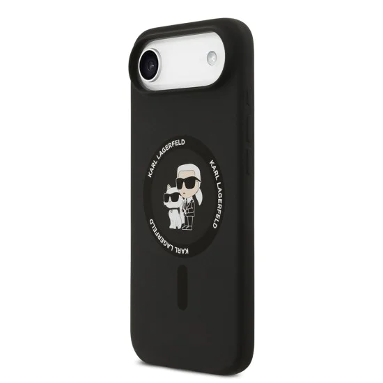 Калъф за iPhone 17 Air - Karl Lagerfeld - Силиконов пръстен MagSafe (KLHMP17MSCMKCRHK) - Черен