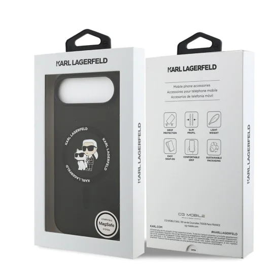 Калъф за iPhone 17 Air - Karl Lagerfeld - Силиконов пръстен MagSafe (KLHMP17MSCMKCRHK) - Черен