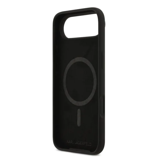 Калъф за iPhone 17 Air - Karl Lagerfeld - Силиконов пръстен MagSafe (KLHMP17MSCMKCRHK) - Черен