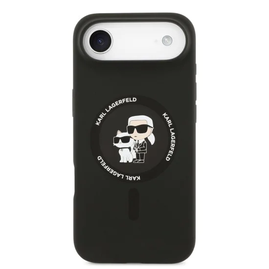 Калъф за iPhone 17 Air - Karl Lagerfeld - Силиконов пръстен MagSafe (KLHMP17MSCMKCRHK) - Черен