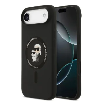 Калъф за iPhone 17 Air - Karl Lagerfeld - Силиконов пръстен MagSafe (KLHMP17MSCMKCRHK) - Черен