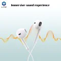 Жични слушалки – Lito (LF01A) – Jack 3.5mm, стерео, Half In-Ear, HD микрофон, 1.2m – Бели