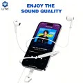 Жични слушалки – Lito (LF03) – Jack 3.5mm + Type-C, стерео, Half In-Ear, HD микрофон, 1.2m – Бели