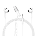 Жични слушалки – Lito (LF03) – Jack 3.5mm + Type-C, стерео, Half In-Ear, HD микрофон, 1.2m – Бели