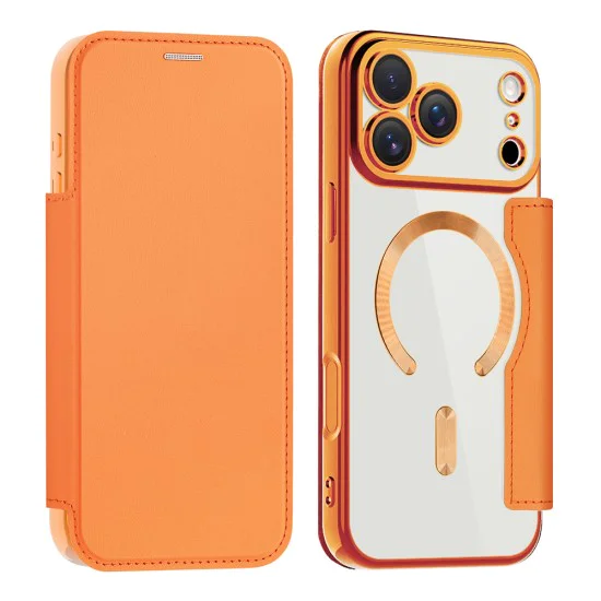 Калъф за iPhone 17 Pro Max - Techsuit - SmartMag Book Case - Оранжев