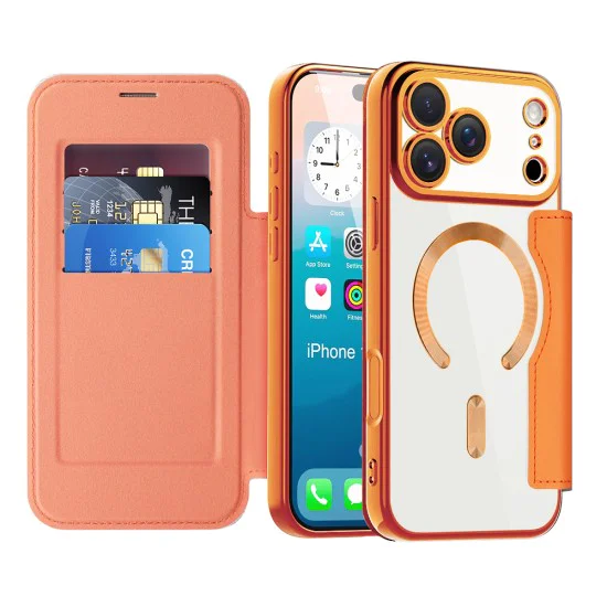 Калъф за iPhone 17 Pro Max - Techsuit - SmartMag Book Case - Оранжев
