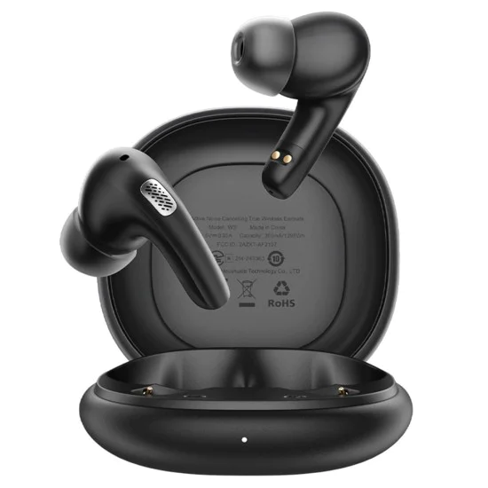 Acefast - Безжични слушалки (W3) - Bluetooth V5.4, Активно намаляване на шума, 4 микрофона, ANC + ENC, IPX4, 350mAh - Черни