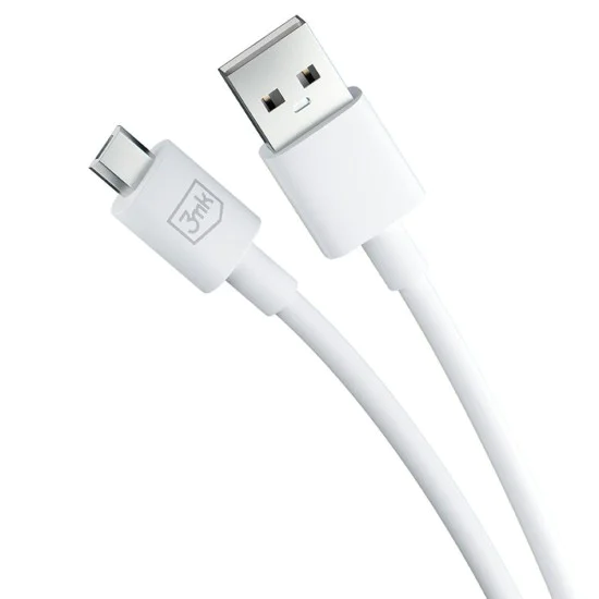 3mk - Кабел за данни Hyper - USB-A към Micro-USB, 5V, 2.4A, 1.2 м - Бял
