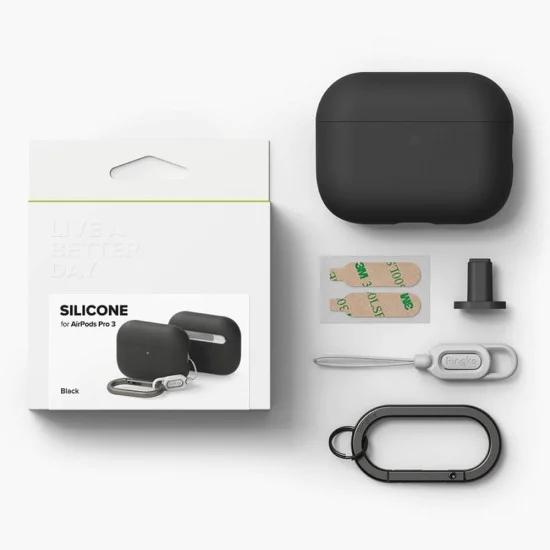 Калъф за Apple AirPods Pro 3 - Ringke - Силиконов - Черен