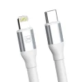 Кабел за данни 3mk Hyper N-Series - Type-C към Lightning, 20W, 9V/2A, 1м - Бял