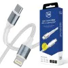 Кабел за данни 3mk Hyper N-Series - Type-C към Lightning, 20W, 9V/2A, 1м - Бял