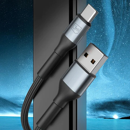 Кабел за данни / зареждане – 3mk Hyper N-Series – USB към Type-C, 18W, QC 3.0, 9V/2A, 1m – Черен