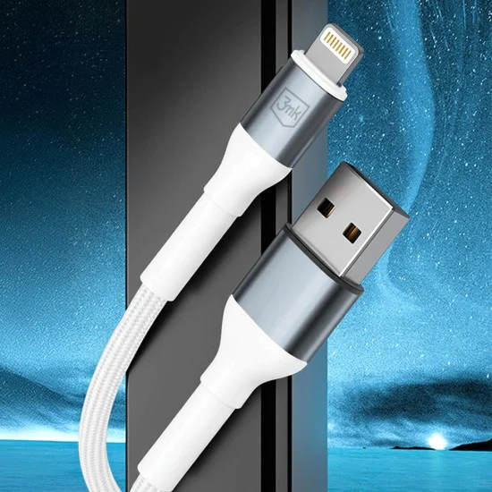 Кабел за данни / зареждане – 3mk Hyper N-Series – USB към Lightning, 12W, 5V/2.4A, 2m – Бял
