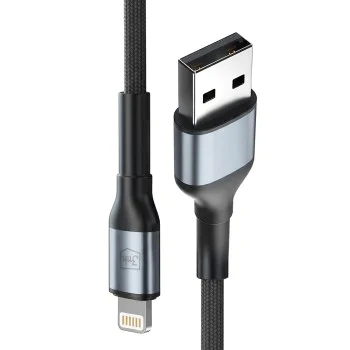 Кабел за данни / зареждане – 3mk Hyper N-Series – USB към Lightning, 12W, 5V/2.4A, 1m – Черен