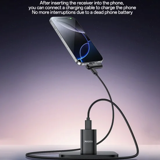 Безжични микрофони (2 бр.) – Yesido KR20 – Lightning, AI шумопотискане, 2.4GHz – Черни
