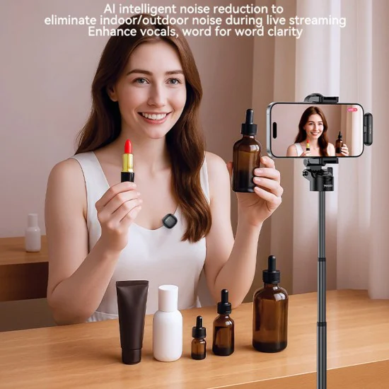 Безжични микрофони (2 бр.) – Yesido KR20 – Lightning, AI шумопотискане, 2.4GHz – Черни