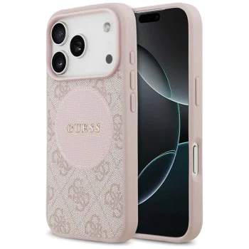 Калъф за iPhone 17 Pro - Guess - 4G Circle Classic Logo MagSafe (GUHMP17LP4PGRSGP) - Розов
