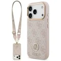Калъф за iPhone 17 Pro - Guess - Hardcase 4G Strass Logo & Big Strap (GUHMP17LP4G4DCSP) - Розов