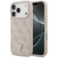 Калъф за iPhone 17 Pro - Guess - Кожен 4G Triangle Strass MagSafe (GUHMP17LP4TDPLP) - Розов