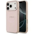 Калъф за iPhone 17 Pro - Guess - Saffiano Classic Logo MagSafe (GUHMP17LPSAHMCP) - Розов