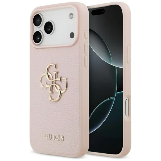 Калъф за iPhone 17 Pro Max - Guess - Hardcase 4G Grained Big and Classic Logo (GUHCP17XPGT4MBP) - Розов