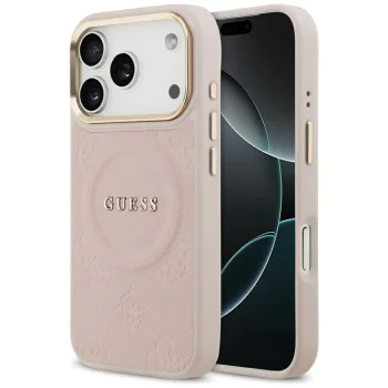 Калъф за iPhone 17 Pro - Guess - Peony Hot Stamp MagSafe (GUHMP17LPSAMSECP) - Розов