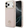 Калъф за iPhone 17 Pro - Guess - Grained Strass Logo MagSafe (GUHMP17LPGCRMDEP) - Розов