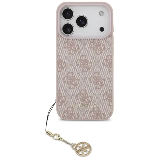 Калъф за iPhone 17 Pro - Guess - Hardcase 4G Charm Cradle MagSafe (GUHMP17LGF4GCP) - Розов