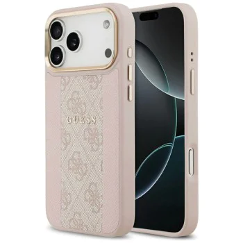 Калъф за iPhone 17 Pro - Guess - Hardcase 4G Stripe MagSafe (GUHMP17LPG4SEMCP) - Розов